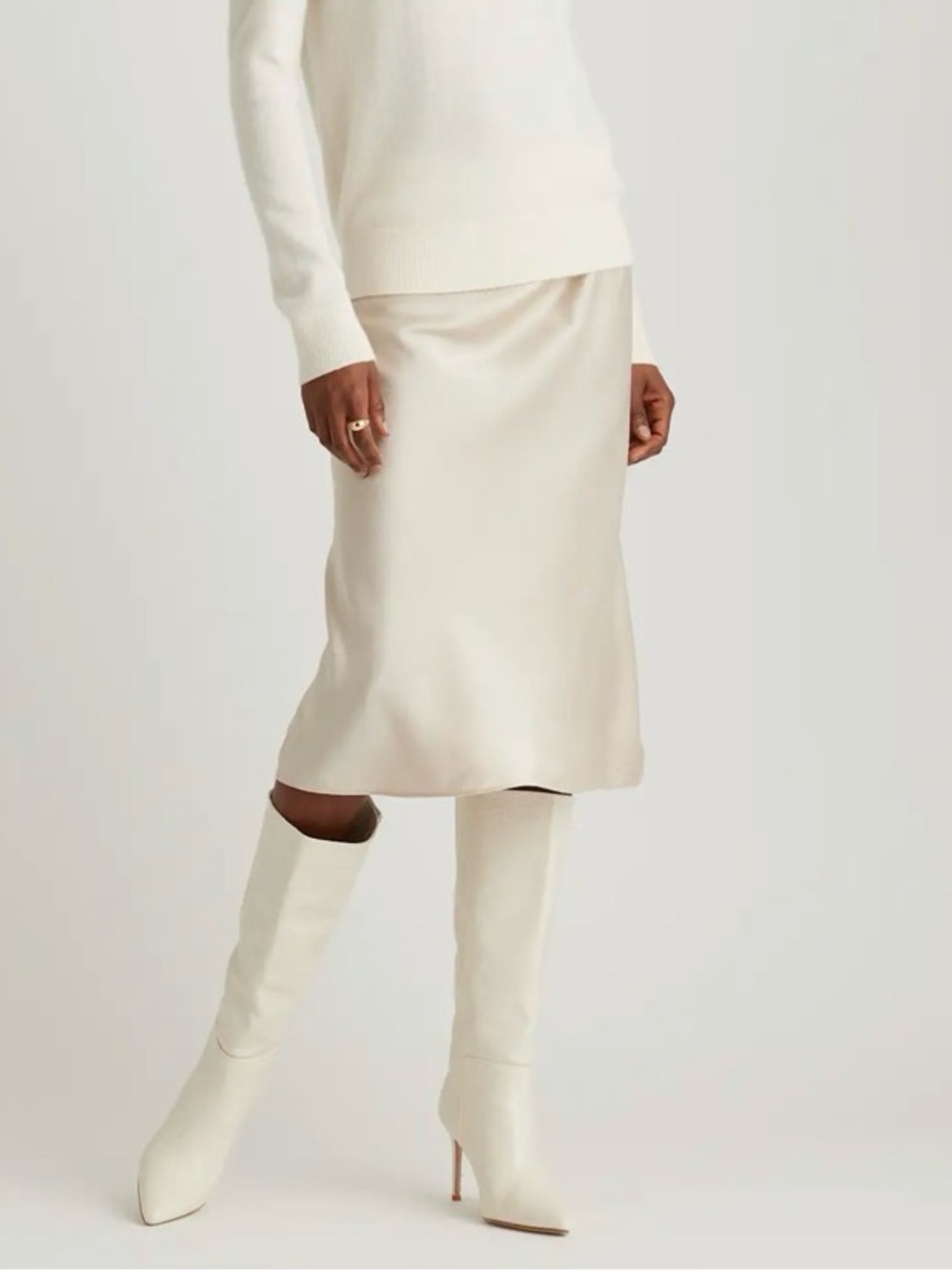 100% Silk Quince Champagne skirt